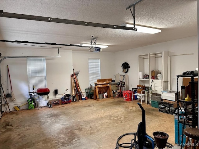 garage with a garage door opener