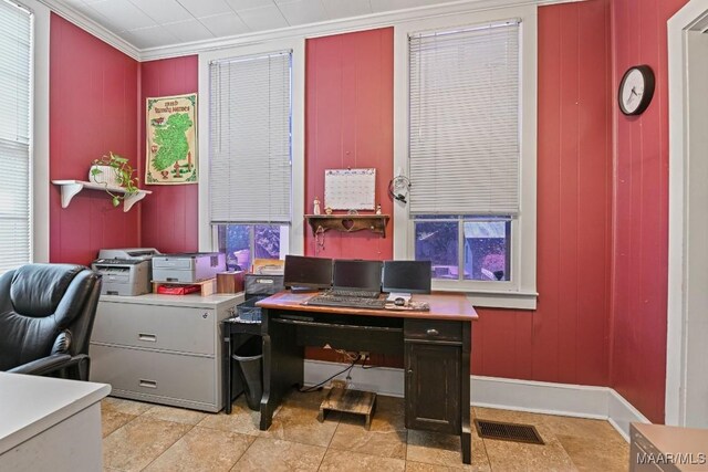 48 S Capitol Pkwy, Montgomery, AL 36107 - home office featuring ornamental molding, visible vents, and baseboards