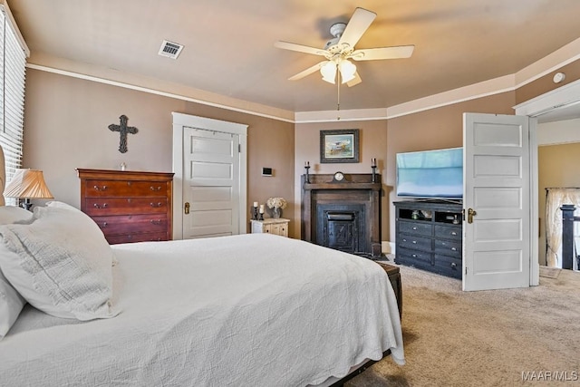 48 S Capitol Pkwy, Montgomery, AL 36107 - bedroom with visible vents, a ceiling fan, and carpet flooring