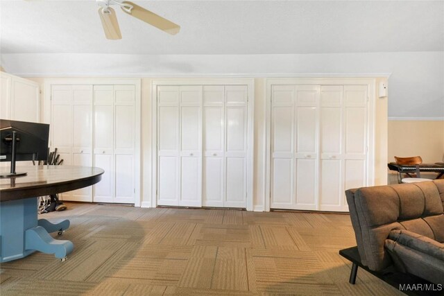 100 S Franklin Ave, Luverne, AL 36049 - office area featuring a ceiling fan and carpet
