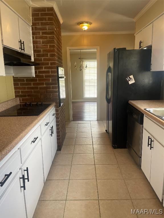 3244 Cheltenham Dr, Montgomery, AL 36116 - kitchen with under cabinet range hood, black electric cooktop, crown molding, wall oven, and dishwasher