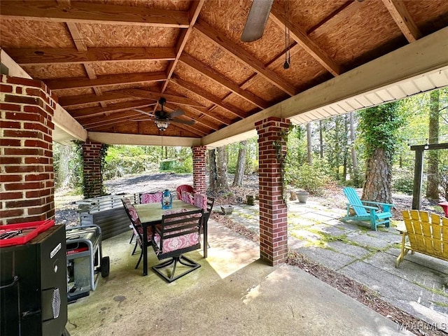 view of patio / terrace featuring a ceiling fan and outdoor dining area