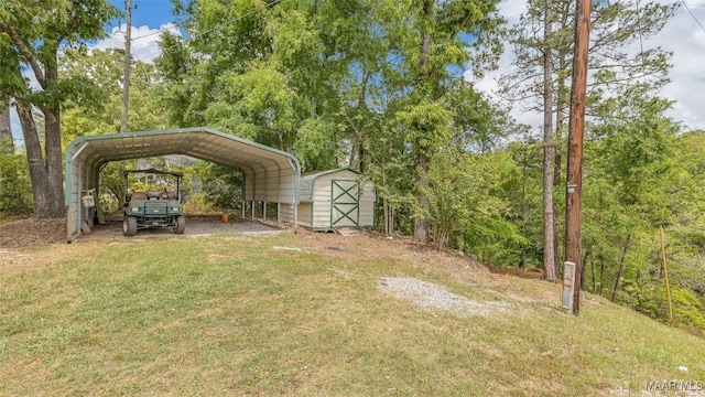 733 Cartwright Rd, Titus, AL 36080 - view of yard with a detached carport, a shed, driveway, and an outdoor structure
