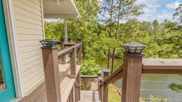733 Cartwright Rd, Titus, AL 36080 - wooden deck featuring stairs and a water view