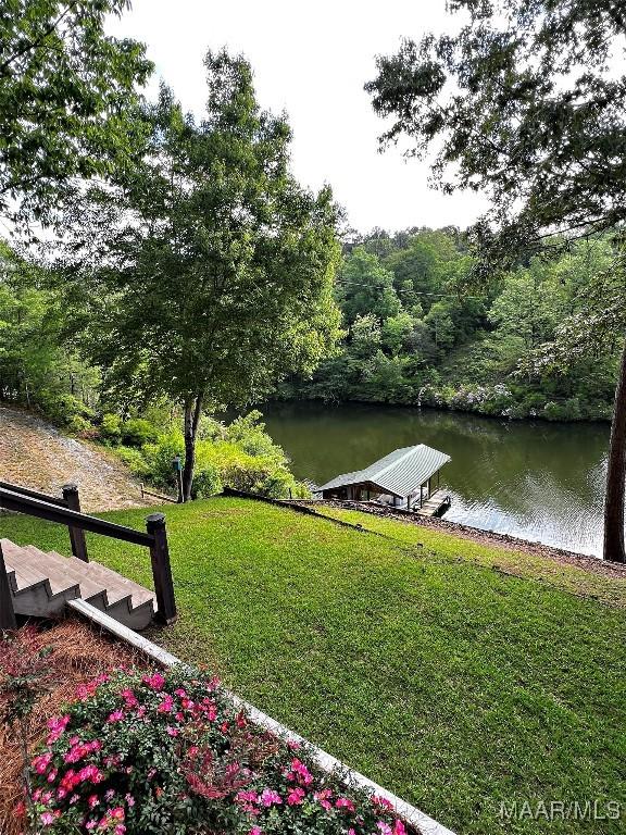 733 Cartwright Rd, Titus, AL 36080 - dock area featuring a water view and a lawn