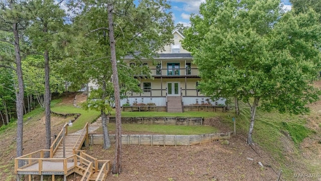 733 Cartwright Rd, Titus, AL 36080 - back of property featuring stairway and french doors