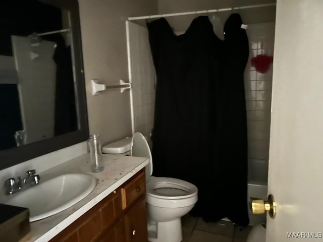 6072 Sherburn Rd, Montgomery, AL 36116 - bathroom featuring vanity, tile patterned floors, toilet, and shower / bath combo
