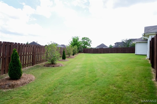 view of yard featuring a fenced backyard