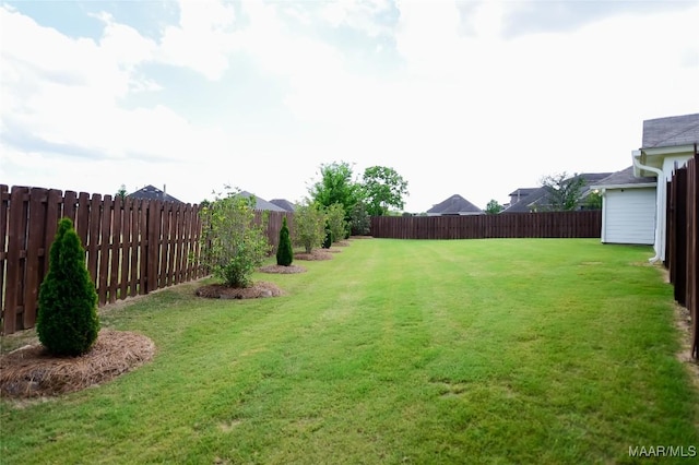 view of yard featuring a fenced backyard