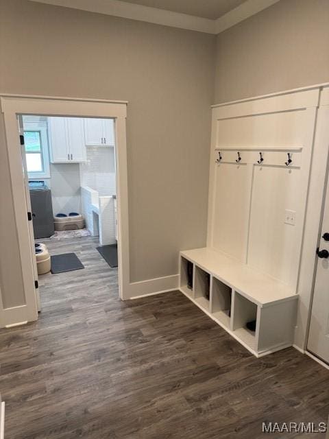169 Foxfire Ct, Wetumpka, AL 36092 - mudroom with baseboards and dark wood-style floors