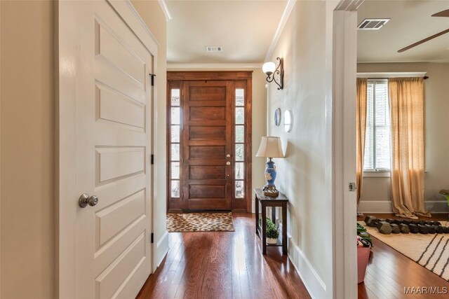 105 Bell Pkwy, Wetumpka, AL 36092 - foyer entrance featuring baseboards, dark wood-style floors, and visible vents