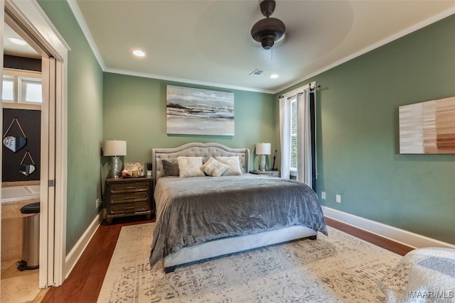 105 Bell Pkwy, Wetumpka, AL 36092 - bedroom featuring crown molding, baseboards, wood finished floors, and visible vents