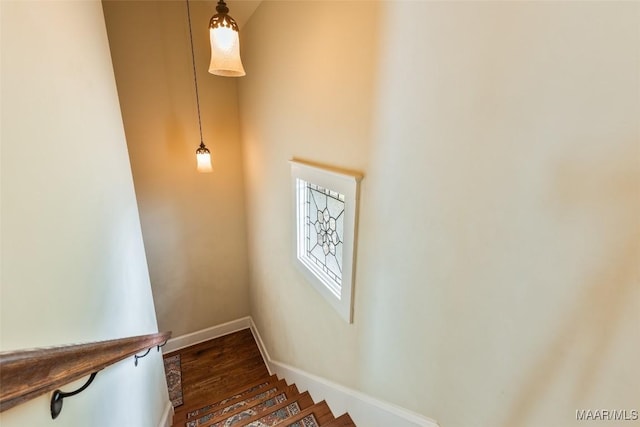 105 Bell Pkwy, Wetumpka, AL 36092 - stairway with baseboards and wood finished floors
