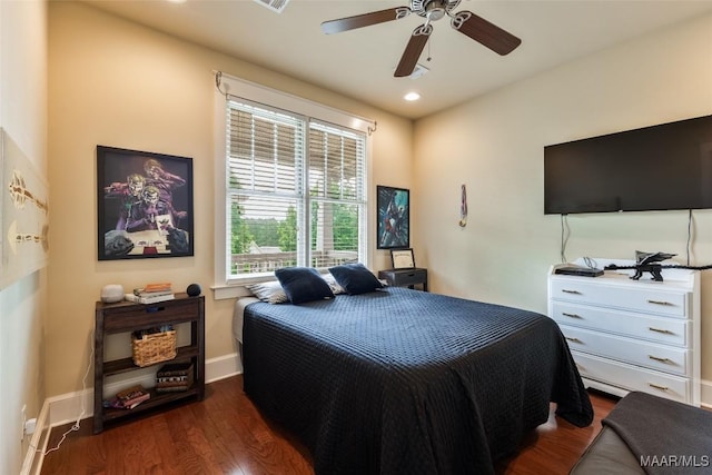 105 Bell Pkwy, Wetumpka, AL 36092 - bedroom with visible vents, wood finished floors, baseboards, ceiling fan, and recessed lighting