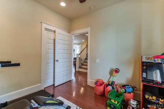 105 Bell Pkwy, Wetumpka, AL 36092 - rec room featuring recessed lighting, baseboards, and wood finished floors