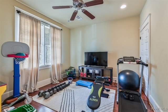 105 Bell Pkwy, Wetumpka, AL 36092 - exercise area with baseboards, wood finished floors, and a wealth of natural light
