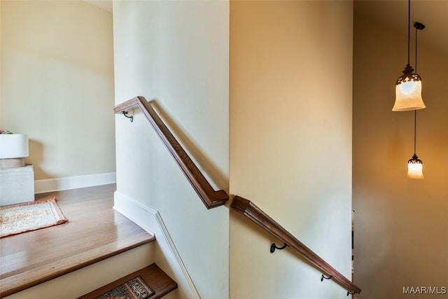 105 Bell Pkwy, Wetumpka, AL 36092 - stairway with baseboards and wood finished floors