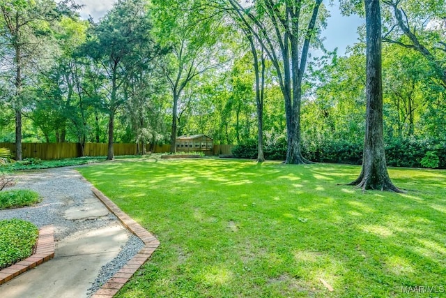 view of yard with fence
