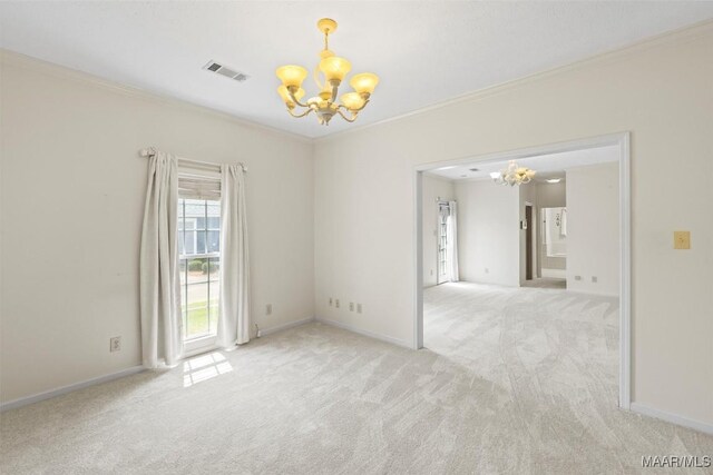 1520 Meriwether Rd, Montgomery, AL 36117 - carpeted empty room featuring a chandelier, crown molding, and baseboards