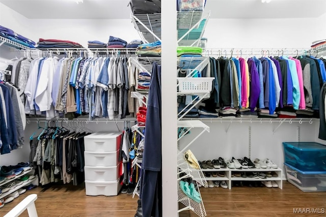 spacious closet with wood finished floors