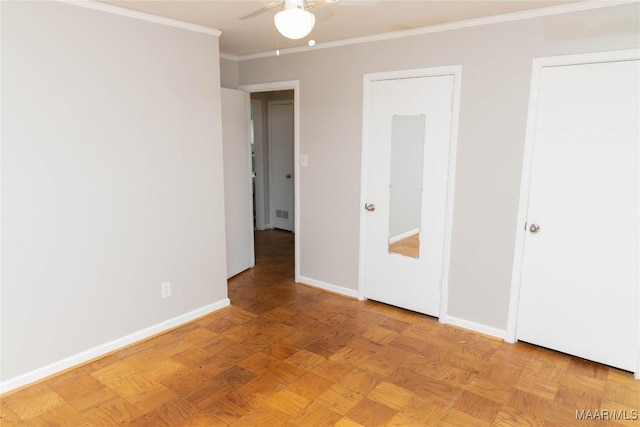 3374 Loch Haven Rd, Montgomery, AL 36109 - empty room featuring baseboards, ornamental molding, a ceiling fan, and visible vents