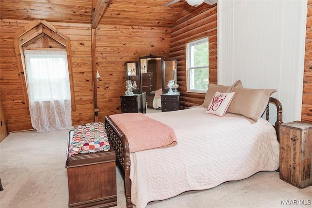 2755 Cherokee Trl, Tallassee, AL 36078 - bedroom featuring carpet floors, wood ceiling, and lofted ceiling