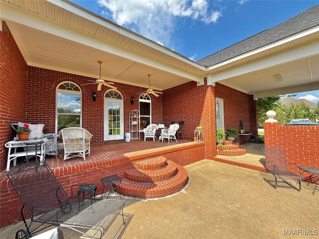 view of patio with ceiling fan