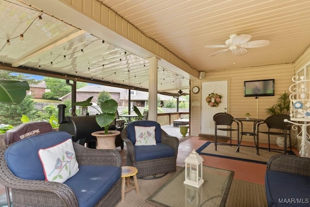 443 Fallon Ct, Deatsville, AL 36022 - sunroom / solarium featuring ceiling fan, plenty of natural light, and outdoor dry bar