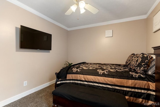 177 Old Orchard Loop, Deatsville, AL 36022 - carpeted bedroom featuring baseboards, crown molding, and ceiling fan