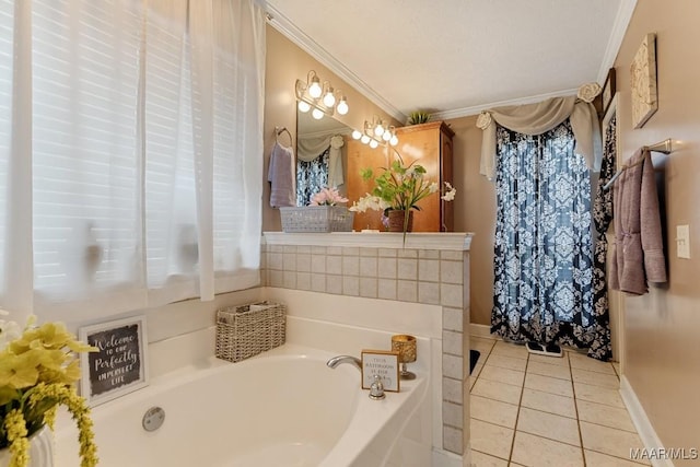 177 Old Orchard Loop, Deatsville, AL 36022 - bathroom featuring tile patterned flooring, a garden tub, ornamental molding, and baseboards