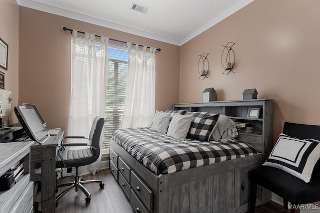 177 Old Orchard Loop, Deatsville, AL 36022 - bedroom featuring light wood-style flooring, ornamental molding, an office area, and baseboards
