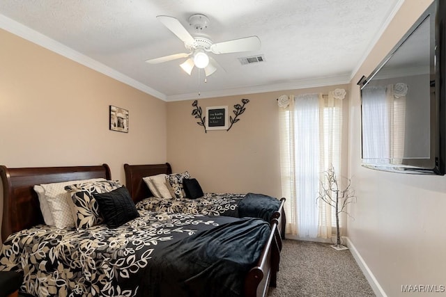 177 Old Orchard Loop, Deatsville, AL 36022 - bedroom with carpet floors, crown molding, a ceiling fan, and baseboards