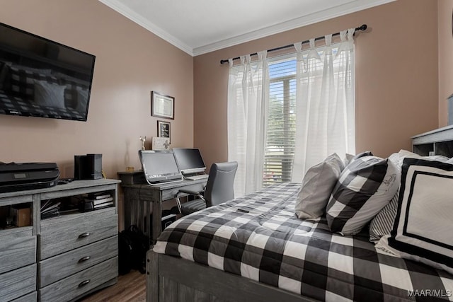177 Old Orchard Loop, Deatsville, AL 36022 - bedroom featuring crown molding, wood finished floors, and a desk