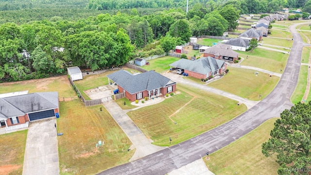 bird's eye view featuring a view of trees