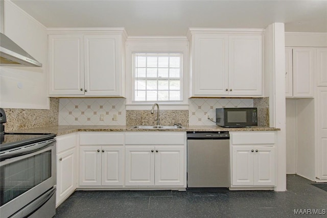 1943 Gorgas St, Montgomery, AL 36106 - kitchen with white cabinets, stainless steel appliances, light stone countertops, and a sink