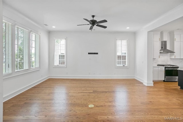 4831 Clerkenwell St, Montgomery, AL 36116 - unfurnished living room with recessed lighting, baseboards, ceiling fan, and light wood-type flooring