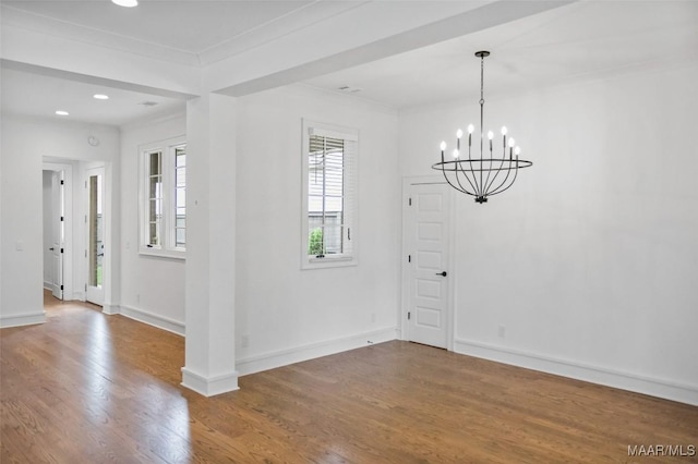 4831 Clerkenwell St, Montgomery, AL 36116 - interior space featuring baseboards, recessed lighting, wood finished floors, and a notable chandelier