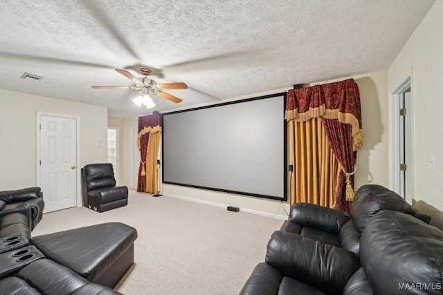 1750 County Road 461, Clanton, AL 35046 - home theater featuring carpet, a ceiling fan, and a textured ceiling