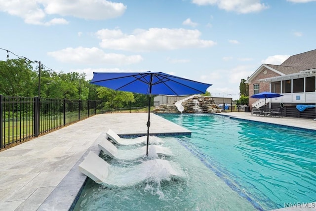 1750 County Road 461, Clanton, AL 35046 - view of pool with a water slide, a patio area, and a sunroom