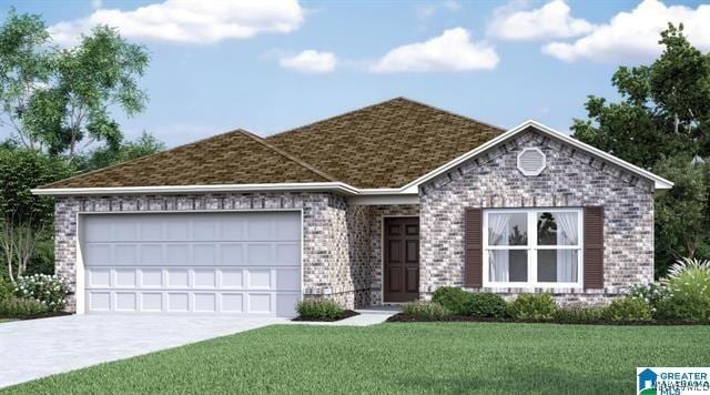 178 Canal Xing, Wetumpka, AL 36092 - view of front of house featuring an attached garage, a front lawn, brick siding, and concrete driveway