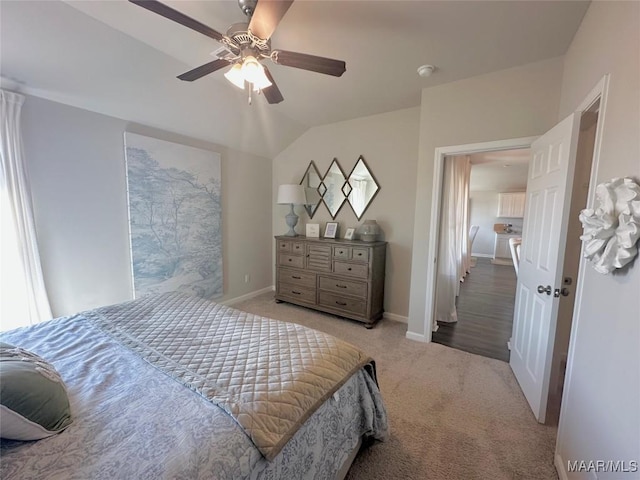 178 Canal Xing, Wetumpka, AL 36092 - carpeted bedroom featuring ceiling fan, vaulted ceiling, and baseboards