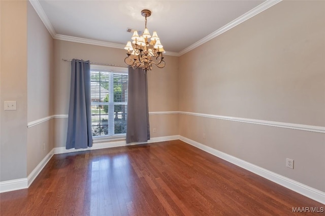 603 Coleman Way, Prattville, AL 36067 - unfurnished room featuring a notable chandelier, baseboards, visible vents, crown molding, and wood finished floors