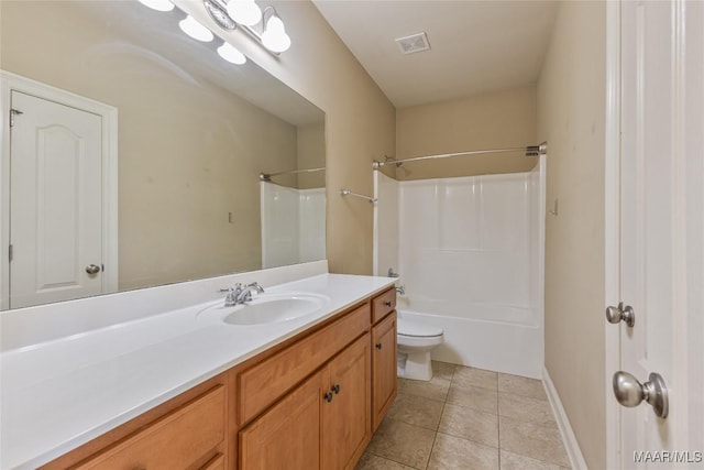 603 Coleman Way, Prattville, AL 36067 - bathroom featuring toilet, visible vents, tile patterned flooring, vanity, and bathing tub / shower combination