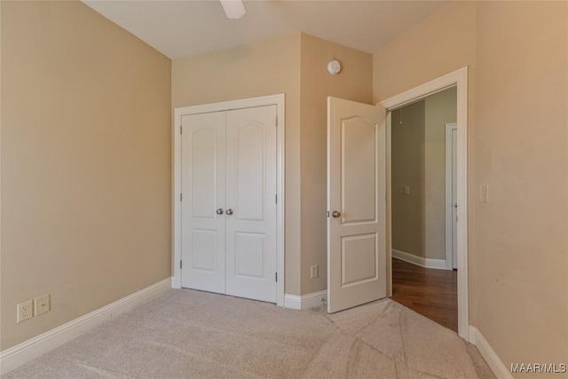 603 Coleman Way, Prattville, AL 36067 - unfurnished bedroom with baseboards, carpet flooring, a closet, and a ceiling fan