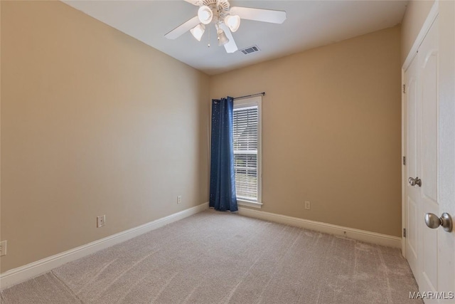 603 Coleman Way, Prattville, AL 36067 - empty room featuring ceiling fan, light colored carpet, baseboards, and visible vents