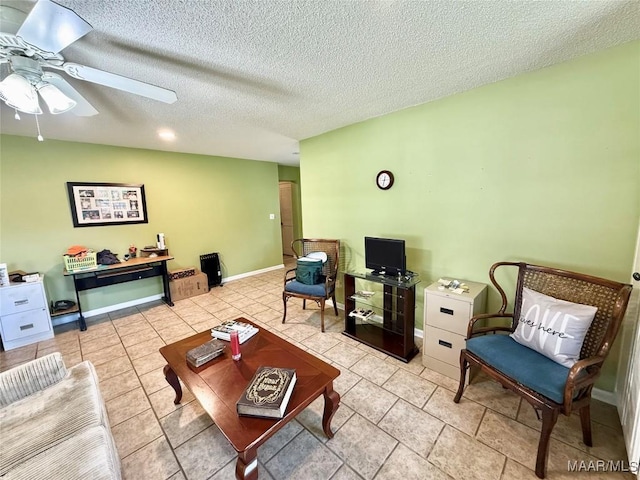 109 Lashley Dr, Selma, AL 36701 - living area featuring ceiling fan, a textured ceiling, and light tile patterned floors
