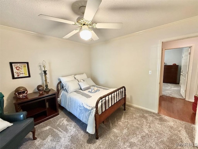 109 Lashley Dr, Selma, AL 36701 - bedroom with carpet flooring, a textured ceiling, ceiling fan, and ornamental molding