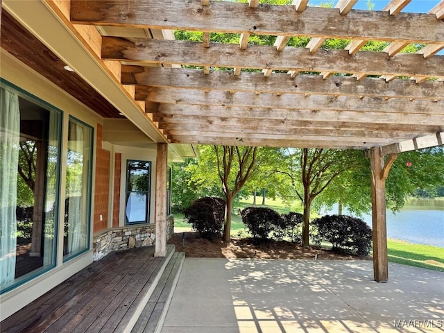 155 Edge Wood Ct, Mathews, AL 36052 - view of patio featuring a water view and a pergola