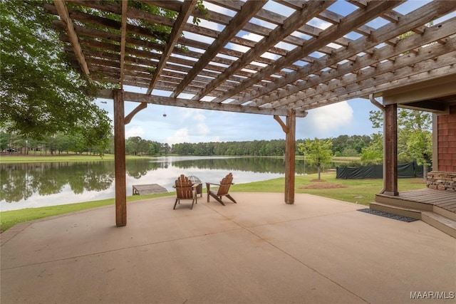 155 Edge Wood Ct, Mathews, AL 36052 - view of patio / terrace with a water view and a pergola