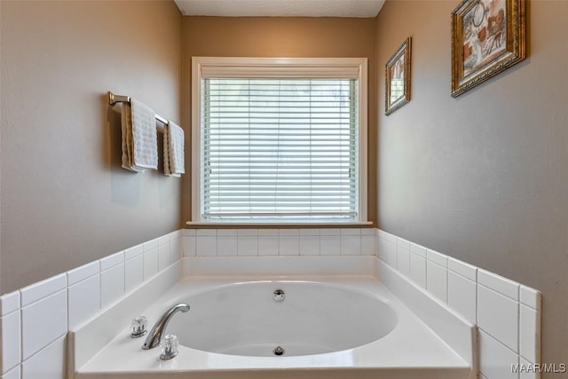 bathroom featuring a garden tub
